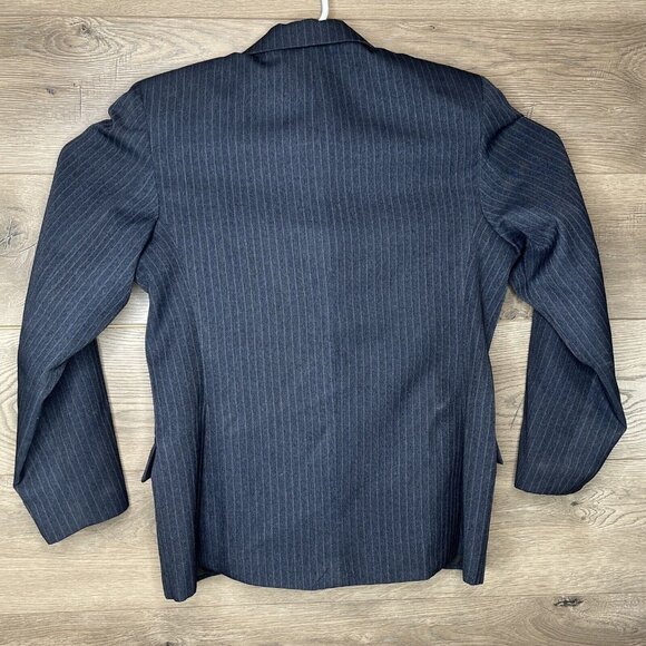 Devon-Aire Show Coat Womans 18 Navy Pin Stripe 3 Button Pockets Fitted Lined - Picture 7 of 11